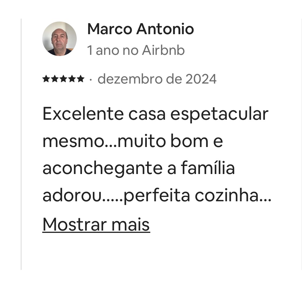Avaliação do Marco Antonio — dez/2024: 'Excelente casa espetacular...'